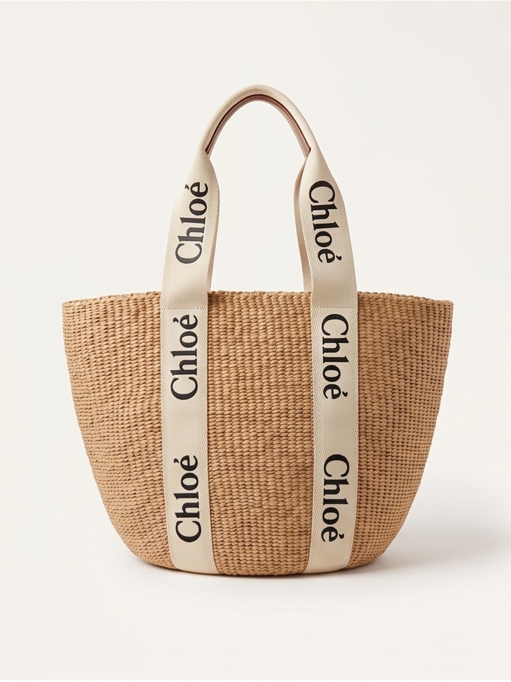 Authentic Chloe x Mifuko Woody Large raffia tote